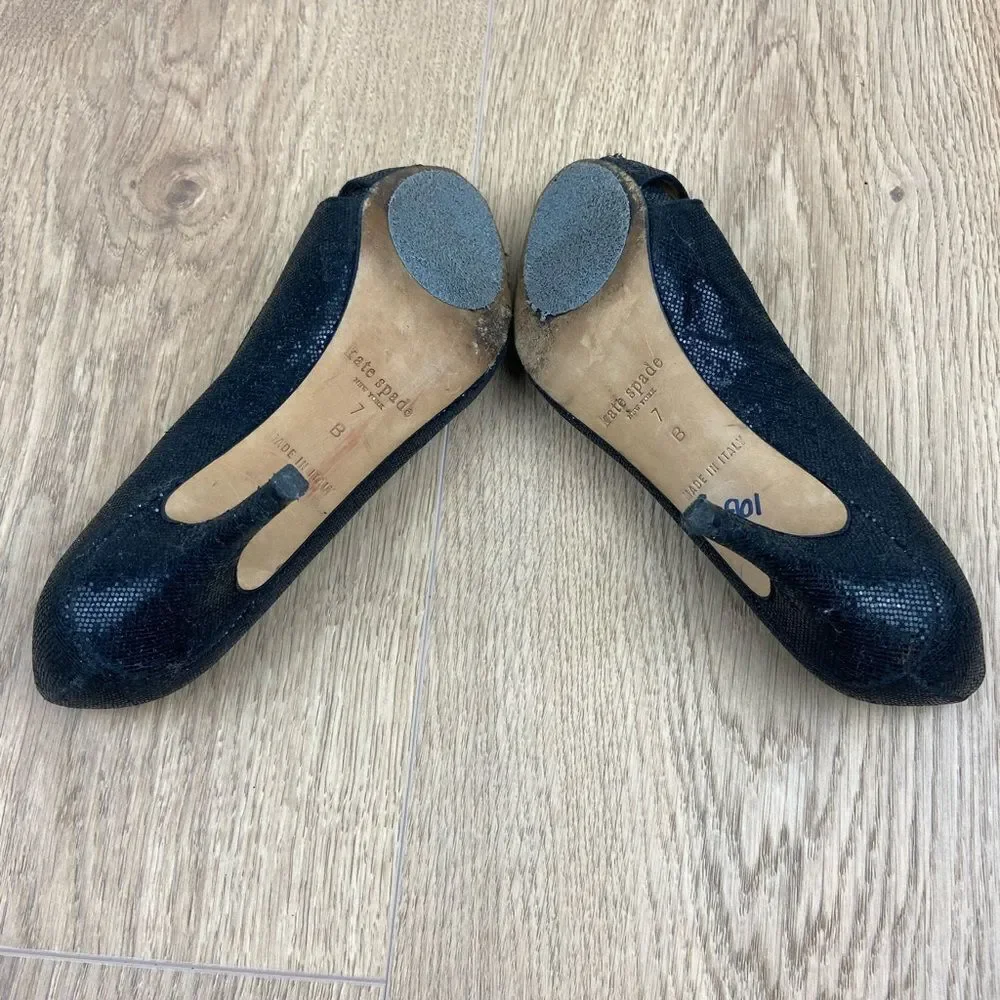 Kate Spade New York Billie Peep Toe Pump Heels - Black Sparkle